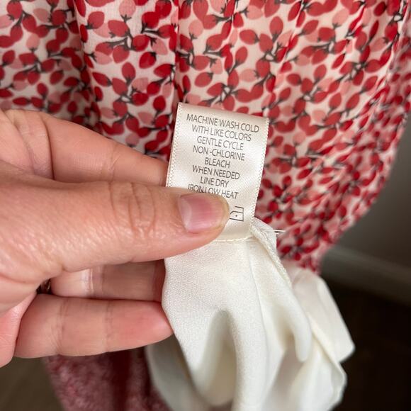 Max Studio Strawberry Print V Neck Flounce Sleeve Midi Dress Size M - Picture 7 of 11